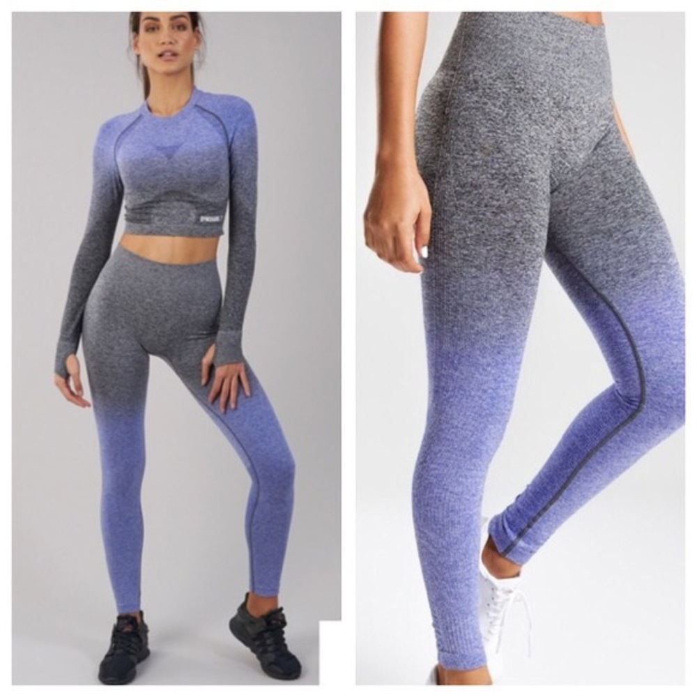 GYMSHARK Ombré seamless leggings • Gray/Indigo